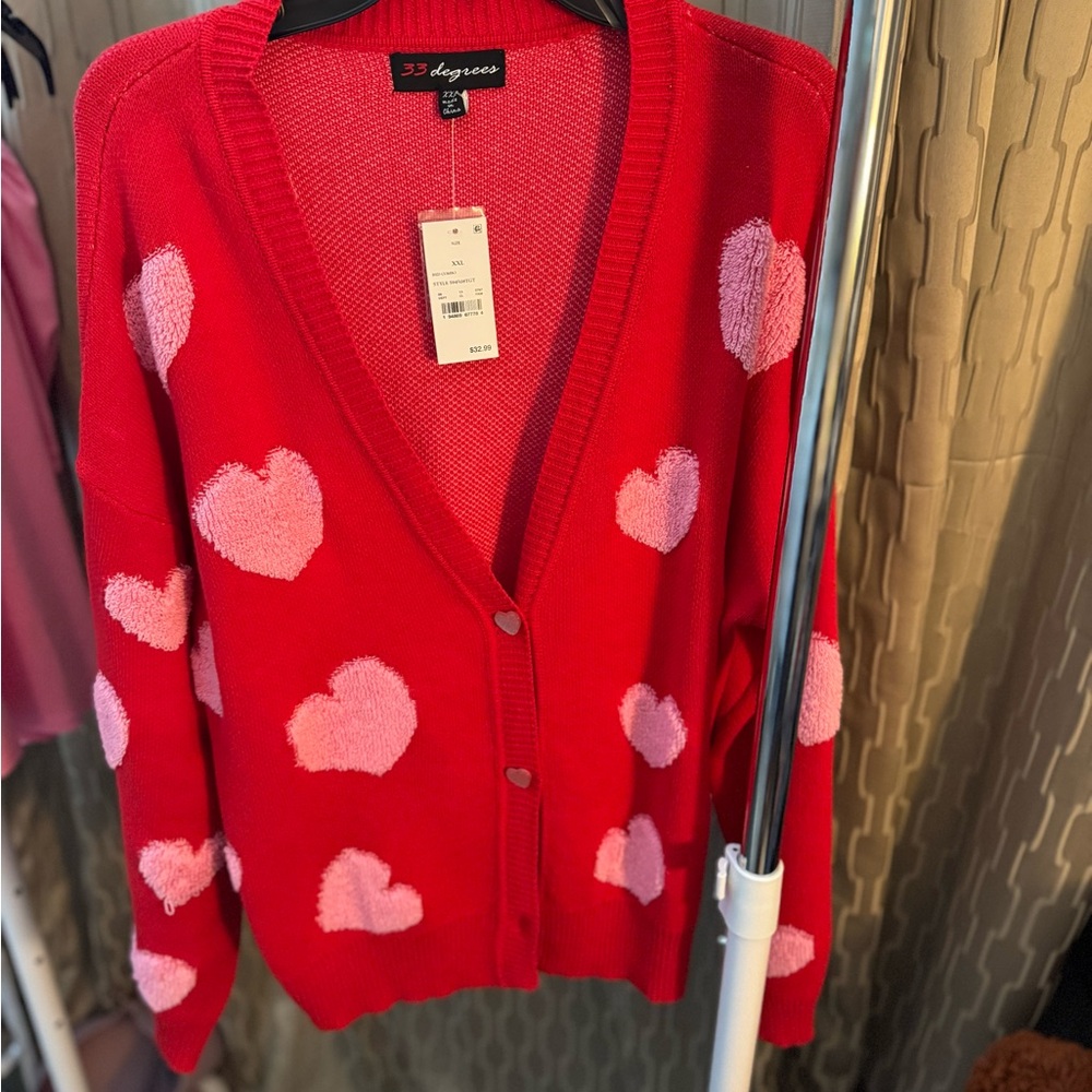 32 Degrees Vibrant Red Knit Sweater XXL